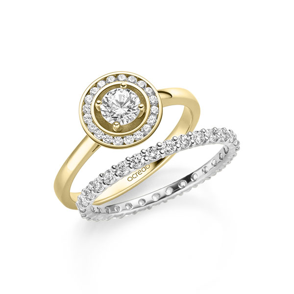 Ring-Set in geelgoud 14 kt. met 0,4 ct. + in totaal 0,78 ct. Briljant tw/si van acredo