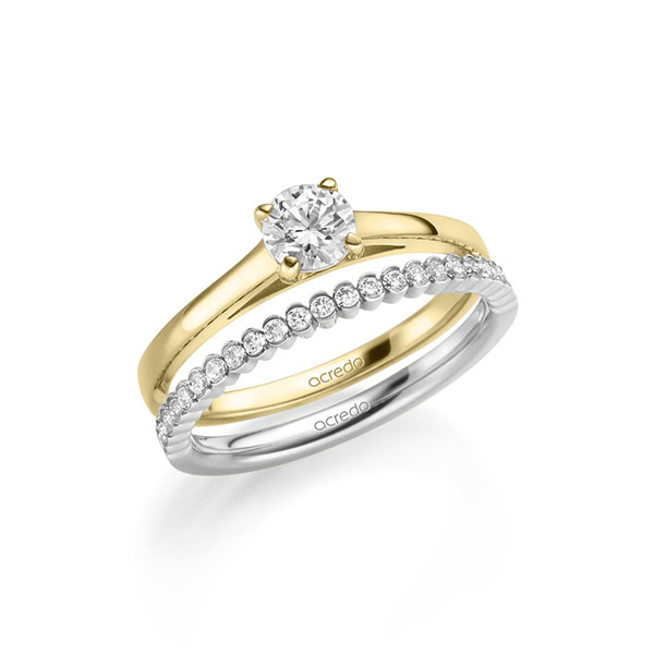 Ring-Set in geelgoud 14 kt. met 0,5 ct. + in totaal 0,24 ct. Briljant tw/si van acredo