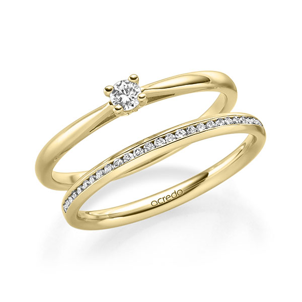 Ring-Set in geelgoud 14 kt. met in totaal 0,24 ct. Briljant tw/si van acredo - A-2296-2 Ring-Set in geelgoud 14 kt. met in totaal 0,24 ct. Briljant tw/si van acredo - A-2296-2