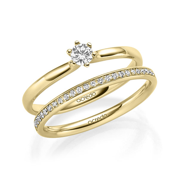 Ring-Set in geelgoud 14 kt. met in totaal 0,28 ct. Briljant tw/si van acredo - A-2298-2 Ring-Set in geelgoud 14 kt. met in totaal 0,28 ct. Briljant tw/si van acredo - A-2298-2