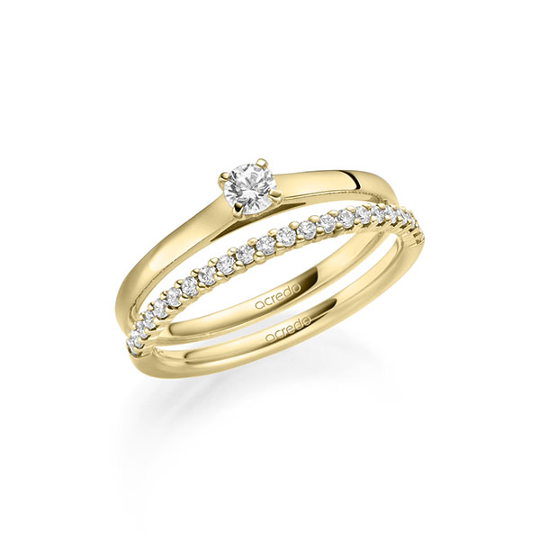 Ring-Set in geelgoud 14 kt. met in totaal 0,36 ct. Briljant tw/si van acredo - A-2123-2 Ring-Set in geelgoud 14 kt. met in totaal 0,36 ct. Briljant tw/si van acredo - A-2123-2