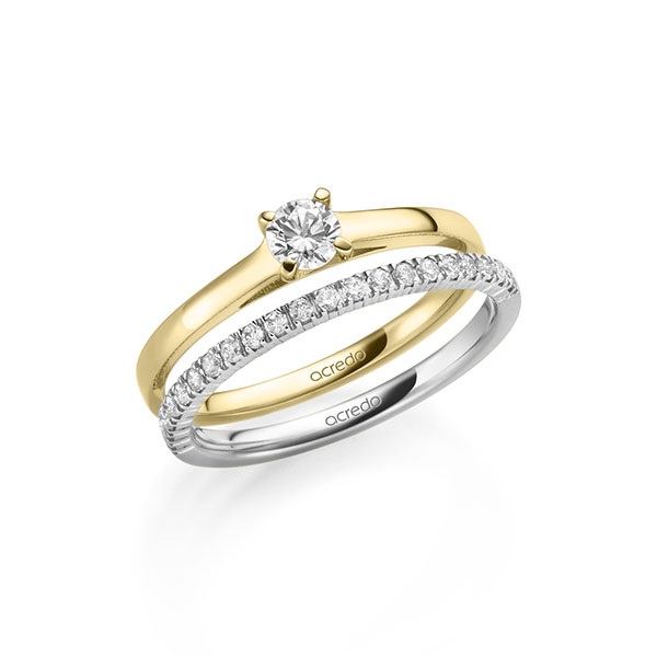 Ring-Set in geelgoud 14 kt. met in totaal 0,37 ct. Briljant tw/si tw,vs van acredo