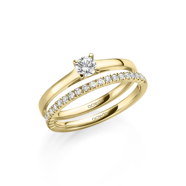 Ring-Set in geelgoud 14 kt. met in totaal 0,47 ct. Briljant tw/si tw,vs van acredo
