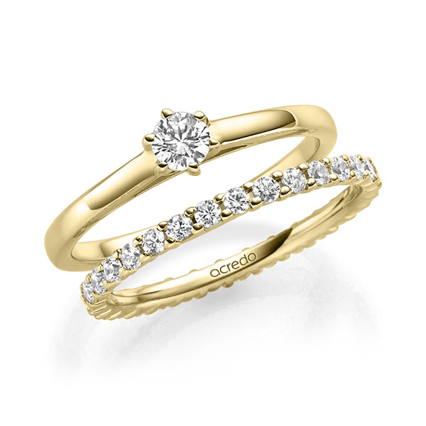 Ring-Set in geelgoud 14 kt. met in totaal 0,82 ct. Briljant tw/si van acredo