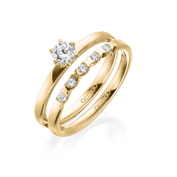Ring-Set in geelgoud 18 kt. met 0,3 ct. + in totaal 0,1 ct. Briljant tw,vs van acredo - A-1998-8 Ring-Set in geelgoud 18 kt. met 0,3 ct. + in totaal 0,1 ct. Briljant tw,vs van acredo - A-1998-8