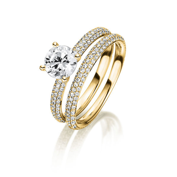 Ring-Set in geelgoud 18 kt. met 0,7 ct. + in totaal 0,81 ct. Briljant tw/si tw,vs van Steinberg - Q-1431-2 Ring-Set in geelgoud 18 kt. met 0,7 ct. + in totaal 0,81 ct. Briljant tw/si tw,vs van Steinberg - Q-1431-2