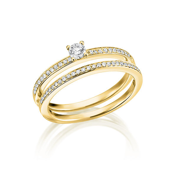 Ring-Set in geelgoud 18 kt. met in totaal 0,282 ct. Briljant tw,vs van Steinberg