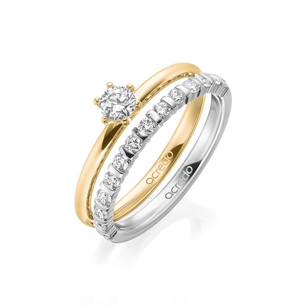 Ring-Set in geelgoud 18 kt. met in totaal 0,55 ct. Briljant tw/si tw,vs van acredo