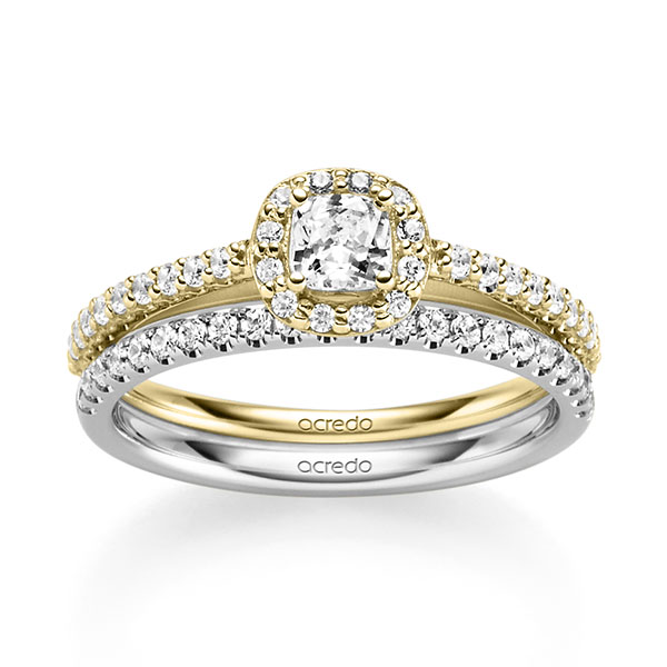 Ring-Set in Gelbgold 585 mit 0,3 ct. + zus. 0,504 ct. Brillant tw, vs tw, si von acredo