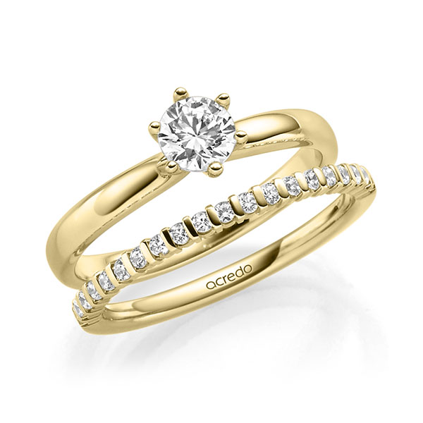 Ring-Set in Gelbgold 585 mit 0,5 ct. + zus. 0,21 ct. Brillant tw, si tw, vs von acredo