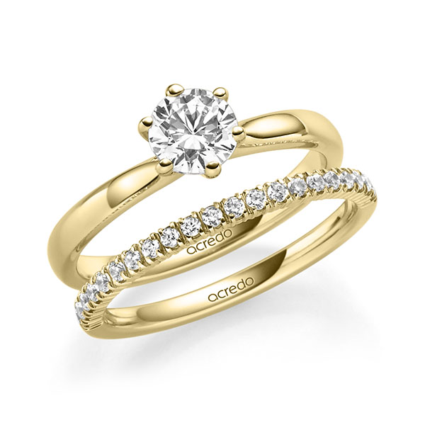 Ring-Set in Gelbgold 585 mit 0,7 ct. + zus. 0,22 ct. Brillant tw, vs von acredo