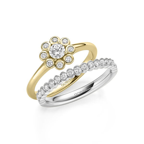 Ring-Set in Gelbgold 585 mit zus. 0,75 ct. Brillant tw, si von acredo