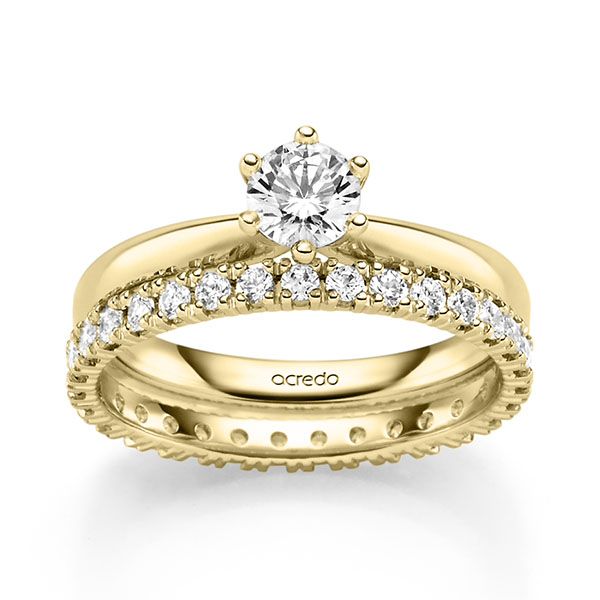 Ring-Set in Gelbgold 585 mit zus. 0,87 ct. Brillant tw, si tw, vs von acredo