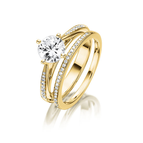 Ring-Set in Gelbgold 750 mit 0,7 ct. + zus. 0,18 ct. Brillant tw, si tw, vs von Steinberg - Q-1424-2 Ring-Set in Gelbgold 750 mit 0,7 ct. + zus. 0,18 ct. Brillant tw, si tw, vs von Steinberg - Q-1424-2