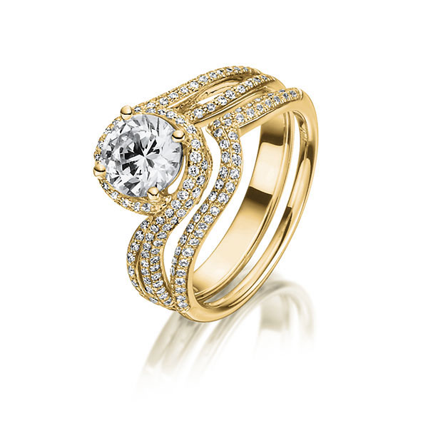 Ring-Set in Gelbgold 750 mit 0,7 ct. + zus. 0,58 ct. Brillant tw, si tw, vs von Steinberg - Q-1412-2 Ring-Set in Gelbgold 750 mit 0,7 ct. + zus. 0,58 ct. Brillant tw, si tw, vs von Steinberg - Q-1412-2