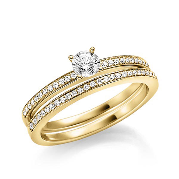 Ring-Set in Gelbgold 750 mit zus. 0,332 ct. Brillant tw, vs von Steinberg