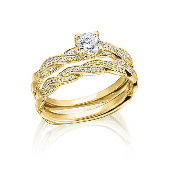 Ring-Set in Gelbgold 750 mit zus. 0,46 ct. Brillant tw, vs von Steinberg