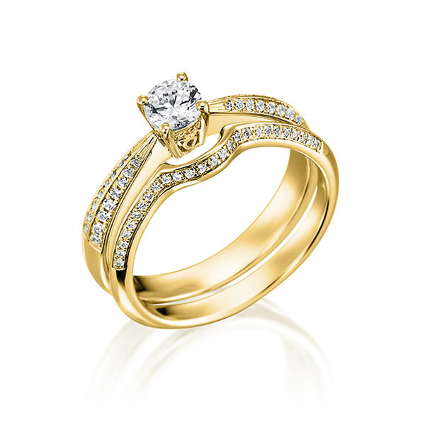 Ring-Set in Gelbgold 750 mit zus. 0,47 ct. Brillant tw, vs von Steinberg