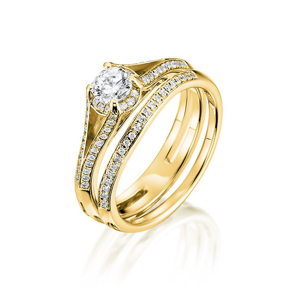 Ring-Set in Gelbgold 750 mit zus. 0,5 ct. Brillant tw, vs von Steinberg