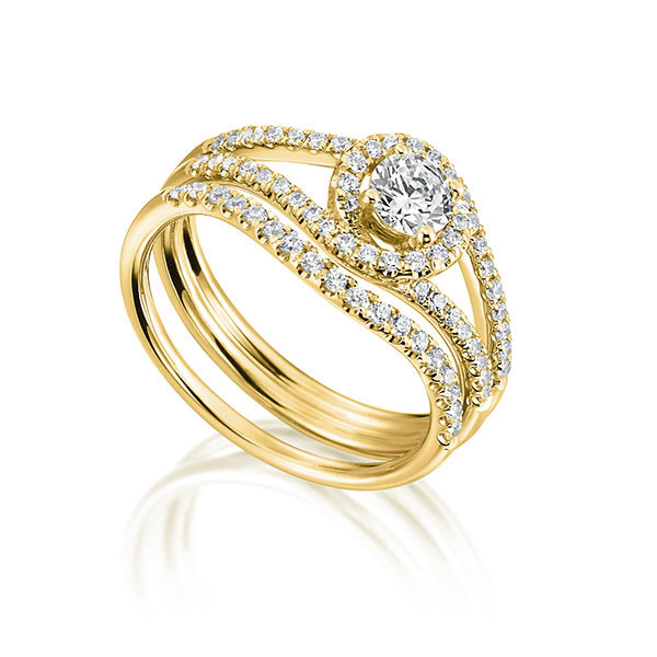 Ring-Set in Gelbgold 750 mit zus. 0,71 ct. Brillant tw, vs von Steinberg