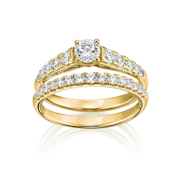 Ring-Set in Gelbgold 750 mit zus. 0,97 ct. Brillant tw, vs von Steinberg