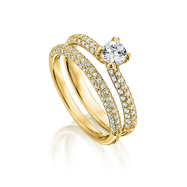 Ring-Set in Gelbgold 750 mit zus. 1,04 ct. Brillant tw, vs von Steinberg