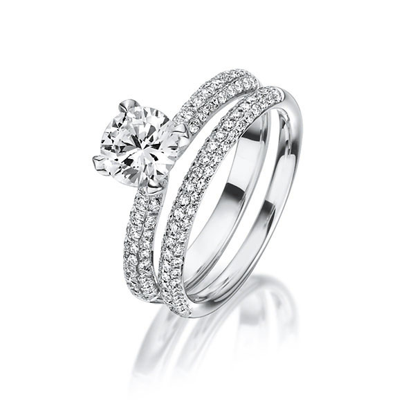 Ring-Set in Platin 950 mit 0,7 ct. + zus. 0,79 ct. Brillant tw, si tw, vs von Steinberg