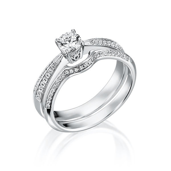 Ring-Set in Platin 950 mit zus. 0,47 ct. Brillant tw, vs von Steinberg