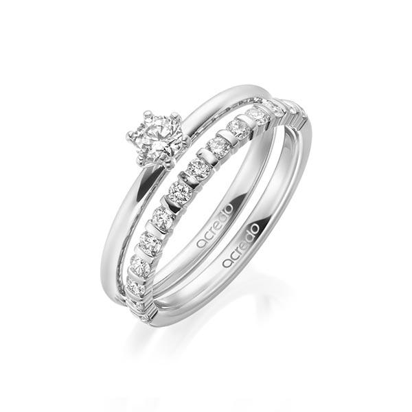 Ring-Set in Platin 950 mit zus. 0,55 ct. Brillant tw, si tw, vs von acredo - A-1992-15