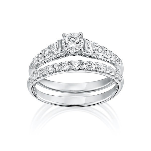 Ring-Set in Platin 950 mit zus. 0,97 ct. Brillant tw, vs von Steinberg