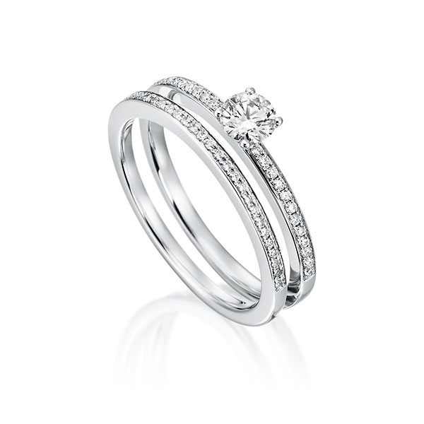 Ring-Set in platina 950 met 0,3 ct. + in totaal 0,162 ct. Briljant tw,vs van Steinberg