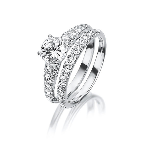 Ring-Set in platina 950 met 0,7 ct. + in totaal 0,72 ct. Briljant tw/si tw,vs van Steinberg