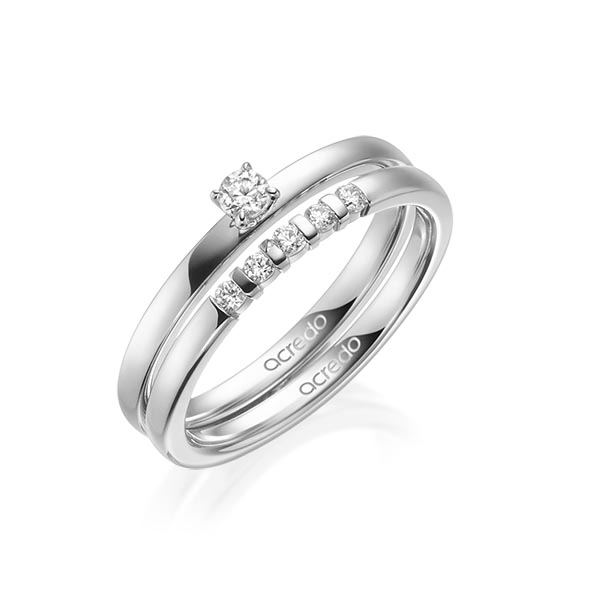 Ring-Set in platina 950 met in totaal 0,25 ct. Briljant tw/si tw,vs van acredo
