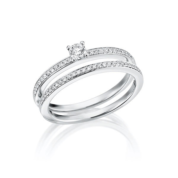 Ring-Set in platina 950 met in totaal 0,282 ct. Briljant tw,vs van Steinberg