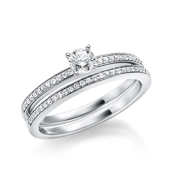 Ring-Set in platina 950 met in totaal 0,332 ct. Briljant tw,vs van Steinberg