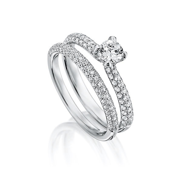 Ring-Set in platina 950 met in totaal 1,04 ct. Briljant tw,vs van Steinberg - Q-1414-8 Ring-Set in platina 950 met in totaal 1,04 ct. Briljant tw,vs van Steinberg - Q-1414-8