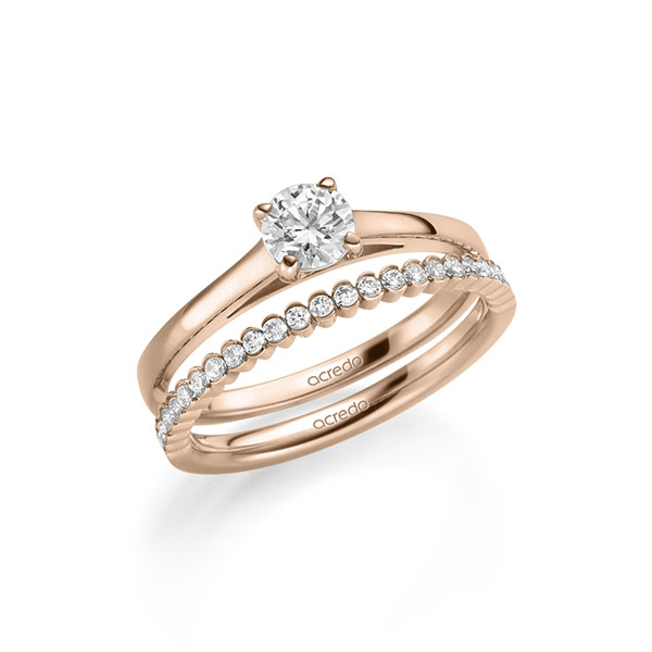 Ring-Set in roodgoud 14 kt. met 0,5 ct. + in totaal 0,24 ct. Briljant tw/si van acredo