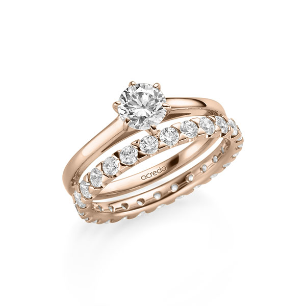 Ring-Set in roodgoud 14 kt. met 0,7 ct. + in totaal 1,3 ct. Briljant tw/si van acredo