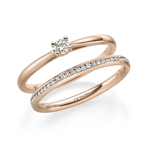 Ring-Set in roodgoud 14 kt. met in totaal 0,24 ct. Briljant tw/si van acredo - A-2296-3 Ring-Set in roodgoud 14 kt. met in totaal 0,24 ct. Briljant tw/si van acredo - A-2296-3
