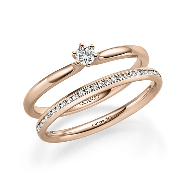 Ring-Set in roodgoud 14 kt. met in totaal 0,24 ct. Briljant tw/si van acredo - A-2297-3 Ring-Set in roodgoud 14 kt. met in totaal 0,24 ct. Briljant tw/si van acredo - A-2297-3