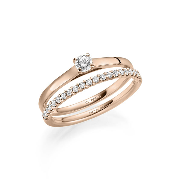 Ring-Set in roodgoud 14 kt. met in totaal 0,36 ct. Briljant tw/si van acredo - A-2123-3 Ring-Set in roodgoud 14 kt. met in totaal 0,36 ct. Briljant tw/si van acredo - A-2123-3