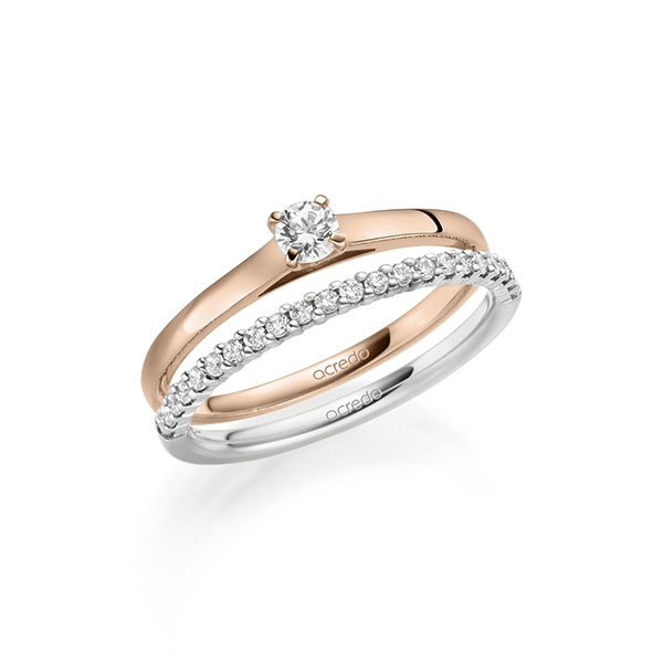 Ring-Set in roodgoud 14 kt. met in totaal 0,36 ct. Briljant tw/si van acredo