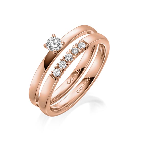 Ring-Set in roodgoud 14 kt. met in totaal 0,3 ct. Briljant tw/si tw,vs van acredo - A-1995-4 Ring-Set in roodgoud 14 kt. met in totaal 0,3 ct. Briljant tw/si tw,vs van acredo - A-1995-4