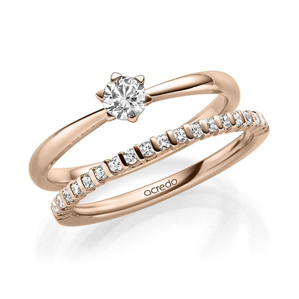 Ring-Set in roodgoud 14 kt. met in totaal 0,46 ct. Briljant tw/si tw,vs van acredo - A-2306-3 Ring-Set in roodgoud 14 kt. met in totaal 0,46 ct. Briljant tw/si tw,vs van acredo - A-2306-3