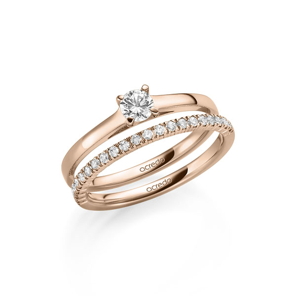 Ring-Set in roodgoud 14 kt. met in totaal 0,47 ct. Briljant tw/si tw,vs van acredo