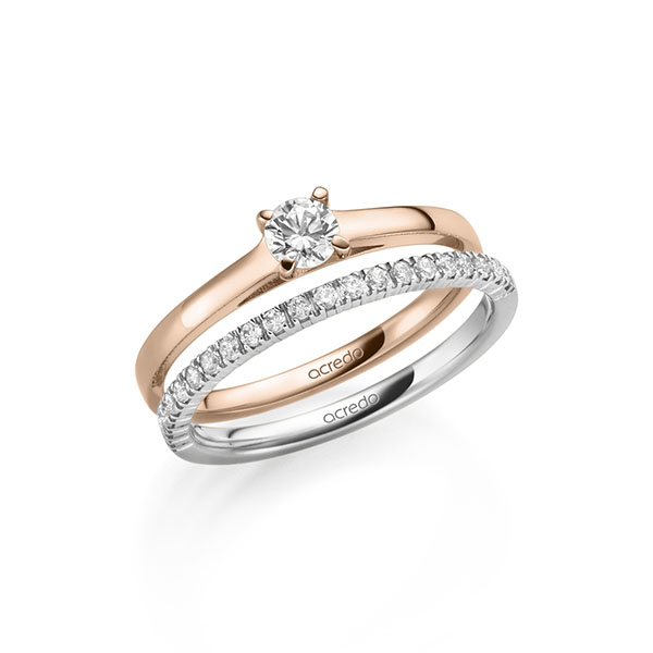 Ring-Set in roodgoud 14 kt. met in totaal 0,47 ct. Briljant tw/si tw,vs van acredo