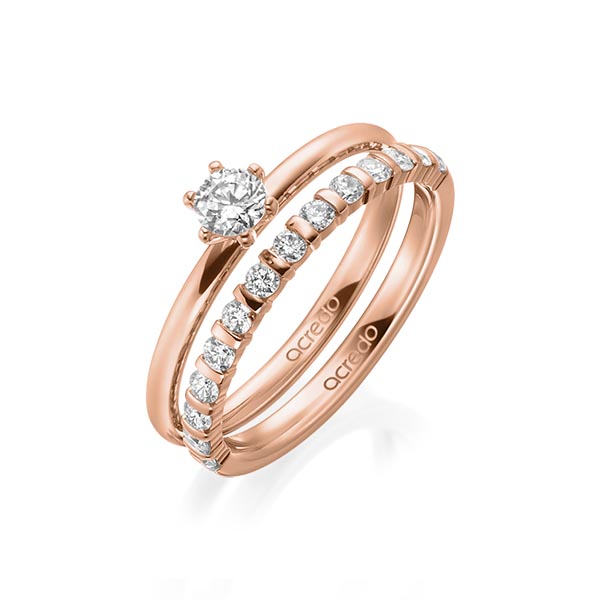 Ring-Set in roodgoud 14 kt. met in totaal 0,55 ct. Briljant tw/si tw,vs van acredo