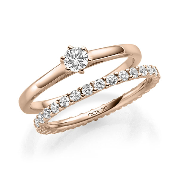 Ring-Set in roodgoud 14 kt. met in totaal 0,82 ct. Briljant tw/si van acredo - A-2304-4 Ring-Set in roodgoud 14 kt. met in totaal 0,82 ct. Briljant tw/si van acredo - A-2304-4