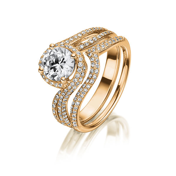 Ring-Set in roodgoud 18 kt. met 0,7 ct. + in totaal 0,58 ct. Briljant tw/si tw,vs van Steinberg - Q-1412-3 Ring-Set in roodgoud 18 kt. met 0,7 ct. + in totaal 0,58 ct. Briljant tw/si tw,vs van Steinberg - Q-1412-3