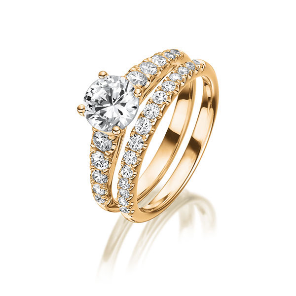 Ring-Set in roodgoud 18 kt. met 0,7 ct. + in totaal 0,72 ct. Briljant tw/si tw,vs van Steinberg - Q-1425-3 Ring-Set in roodgoud 18 kt. met 0,7 ct. + in totaal 0,72 ct. Briljant tw/si tw,vs van Steinberg - Q-1425-3